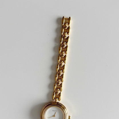 Gucci 1990s Interchangeable Bezel Gold Plated Watch with 6 bezels, case (165mm)