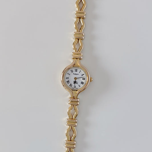 Burberry 1990s Round Dial Gold Plated Watch