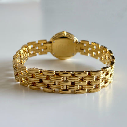 Dior 1990s Round Gold Dial Gold Plated Watch