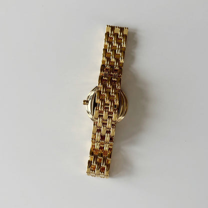 Dior 1990s Bagheera Black Dial Gold Plated Round Watch