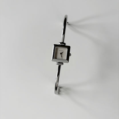 Gucci 1990s Square Dial Silver Bangle Watch
