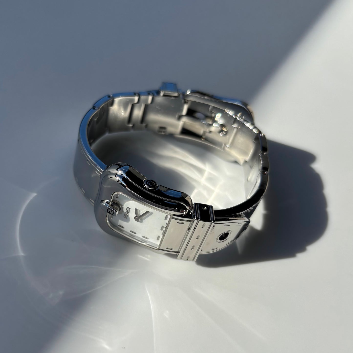 Fendi 1990s Seashell Dial Stainless steel Silver Buckle Watch