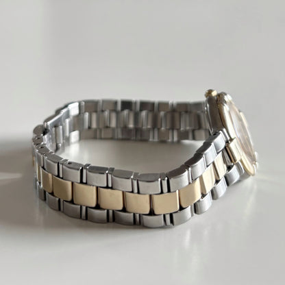 Yves Saint Laurent 1990s Round Dial Two Tone Watch