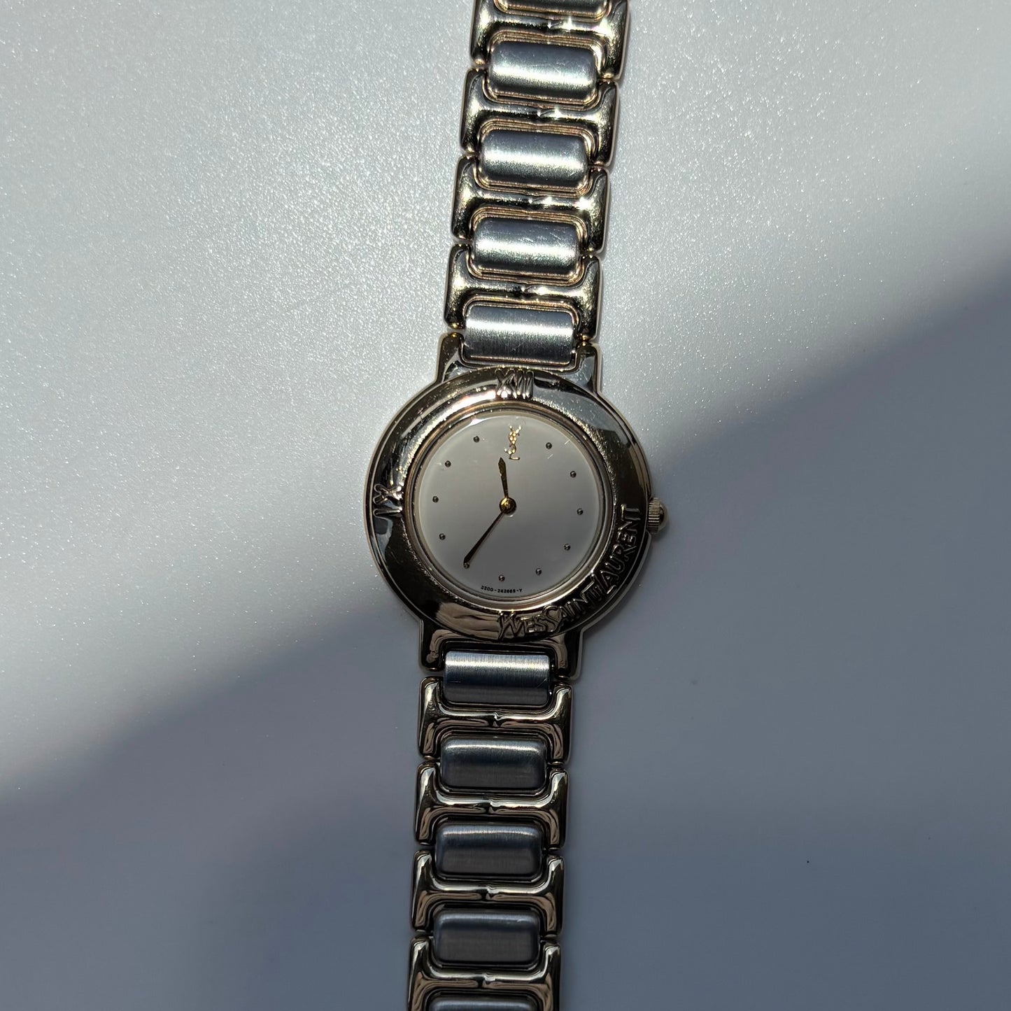 Yves Saint Laurent 1990s Round Dial Two Tone Gold Plated Watch