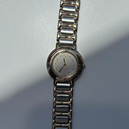 Yves Saint Laurent 1990s Round Dial Two Tone Gold Plated Watch
