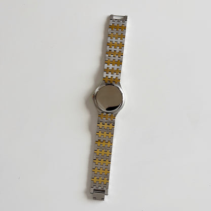 Dior 1990s Date Round Dial Gold Plated Two Tone Watch (Large)