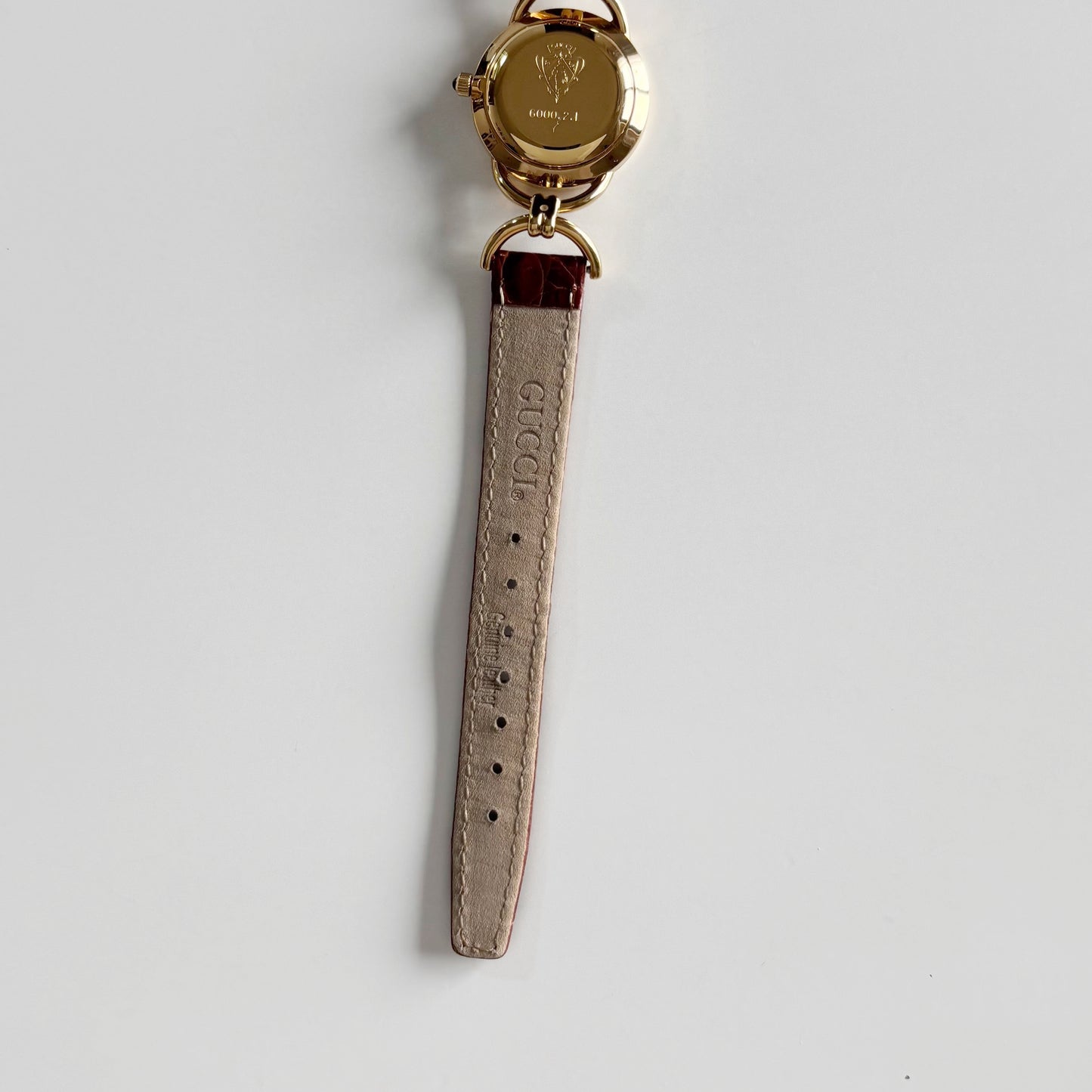 Gucci 1990s Round Dial Horsibit Gold Plated Watch