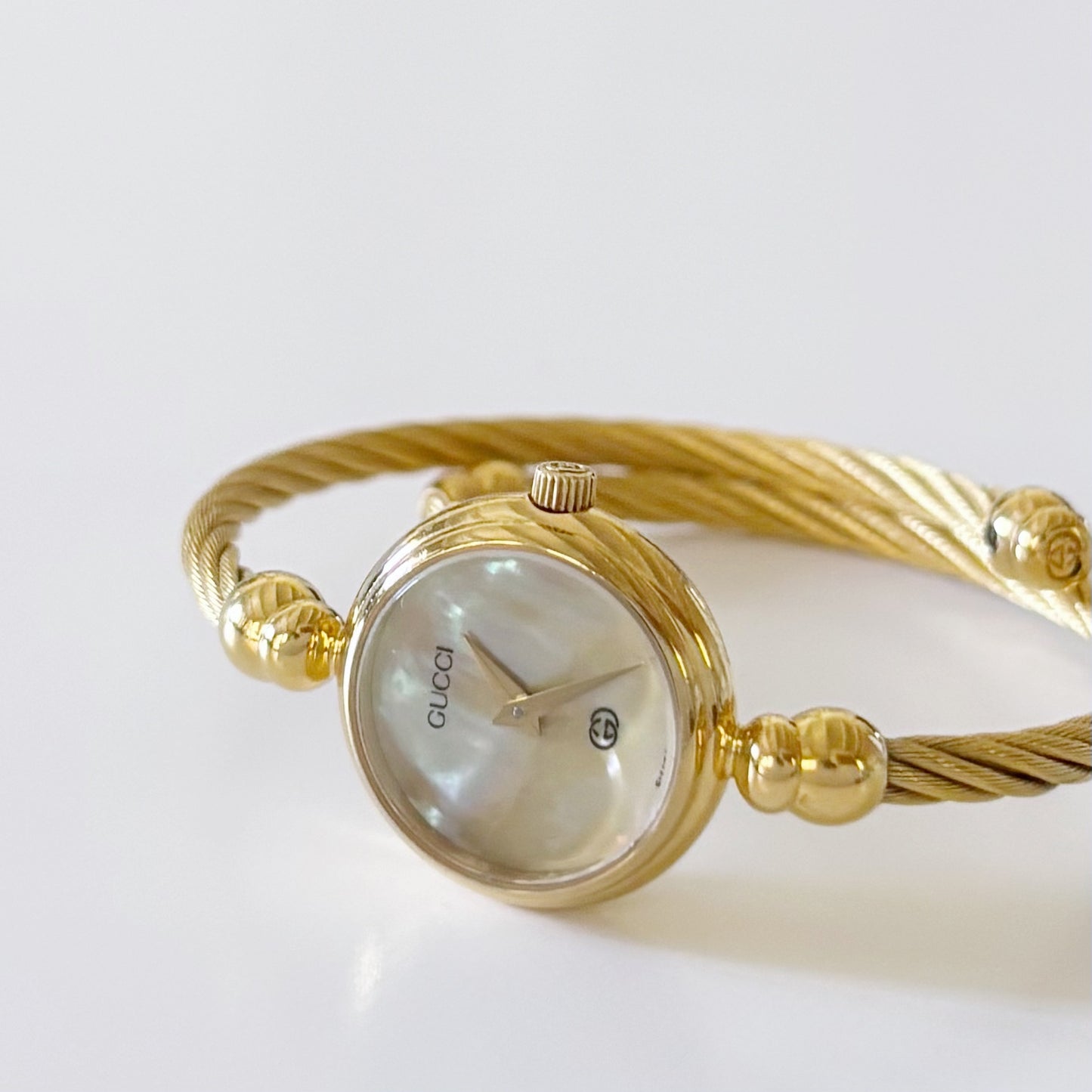 Gucci 1980s Seashell Dial Gold Plated Watch