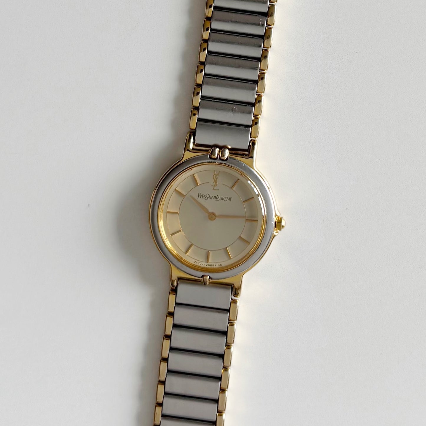 Yves Saint Laurent 1990s Round Dial Two Tone Watch