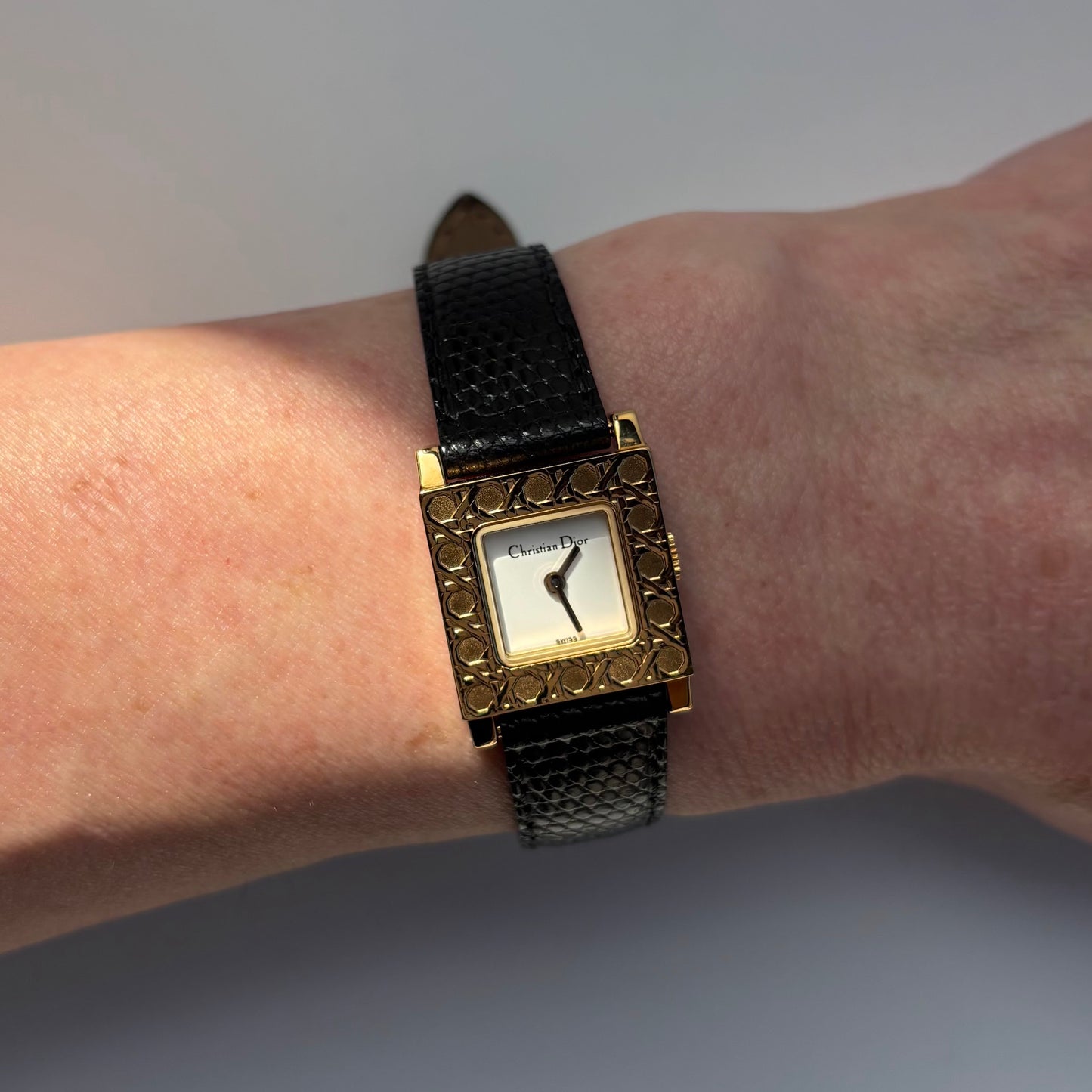 Dior 1990s La Parisienne Interchangeable Strap Gold Plated Watch with 3 straps, case