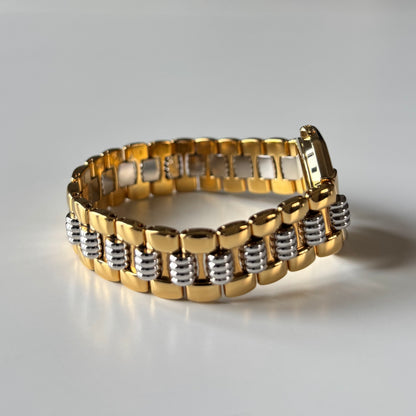 Dior 1990s Octagon Dial Two Tone Gold Plated Watch