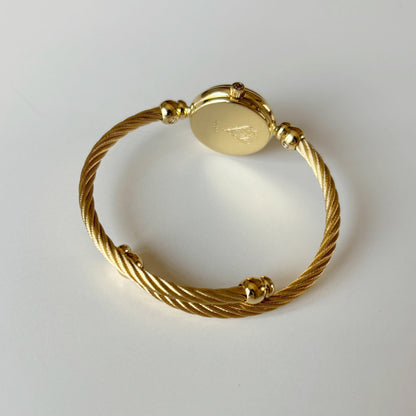 Gucci 1990s Seashell Dial Gold Plated Cable Bangle Watch