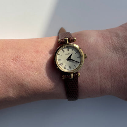 Gucci 1990s Round Dial Gold Plated Watch