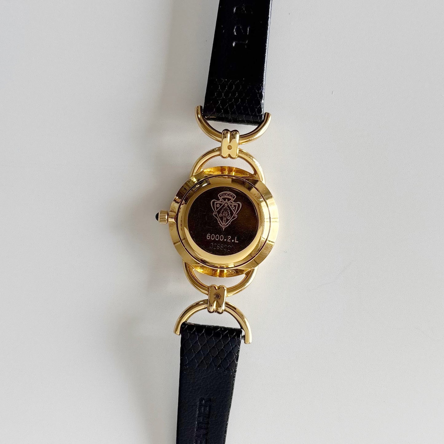 Gucci 1990s Seashell Dial Gold Plated Horsebit Watch