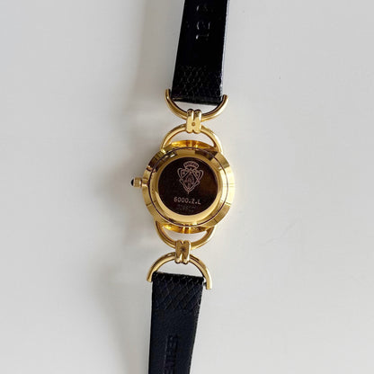 Gucci 1990s Seashell Dial Gold Plated Horsebit Watch