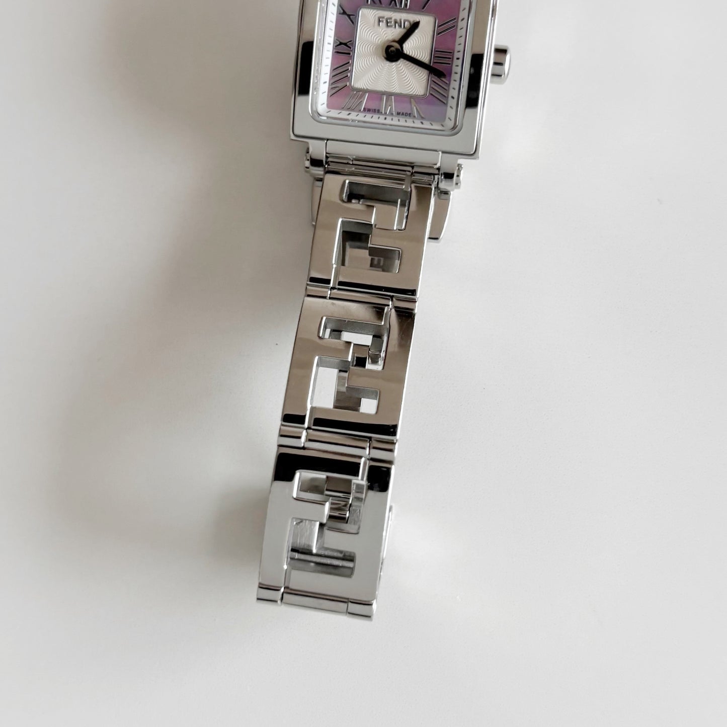 Fendi 1990s Seashell Square Dial Stainless steel Watch
