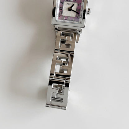 Fendi 1990s Seashell Square Dial Stainless steel Watch
