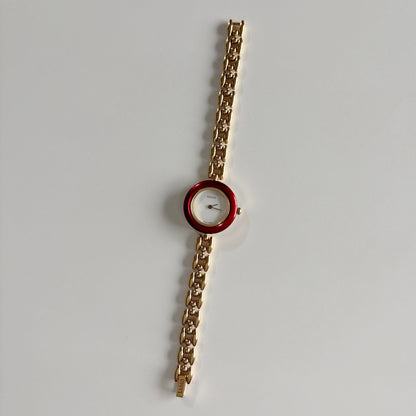Gucci 1990s Interchangeable Bezel Gold Plated Watch with 6 bezels, case (165mm)