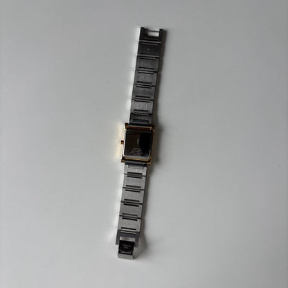 Yves Saint Laurent 1990s Square Dial Gold Plated Two Tone Watch