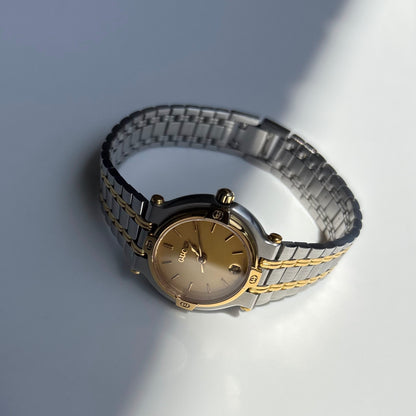 Gucci 1990s Date Round Dial Two Tone Watch