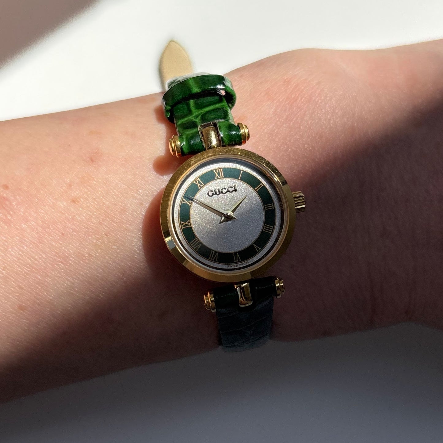 Gucci 1990s Green Dial Sherry Gold Plated Watch