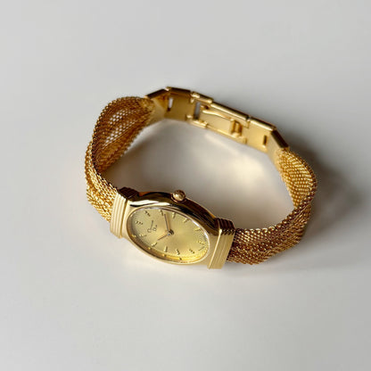Dior 1990s Gold Oval Dial Gold Plated Watch
