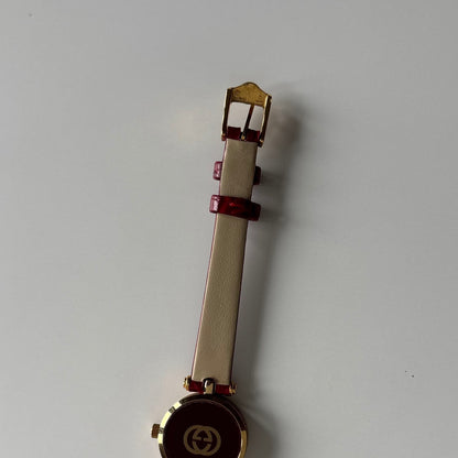 Gucci 1990s Red Dial Sherry Gold Plated Watch