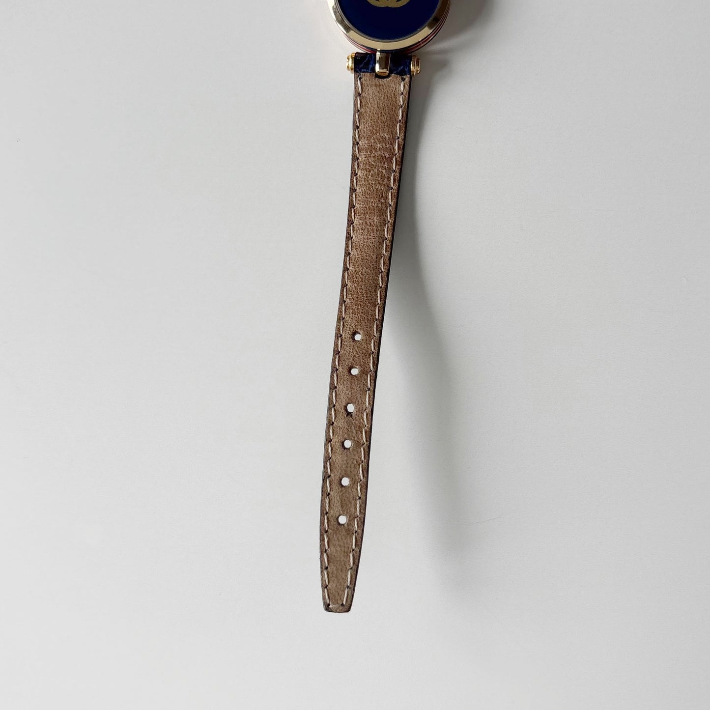 Gucci 1990s Round Dial Blue Gold Plated Watch