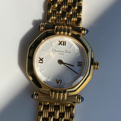 Dior 1990s Octagon Gold Plated Watch