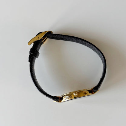 Dior 1990s Black Round Dial Gold Plated Watch