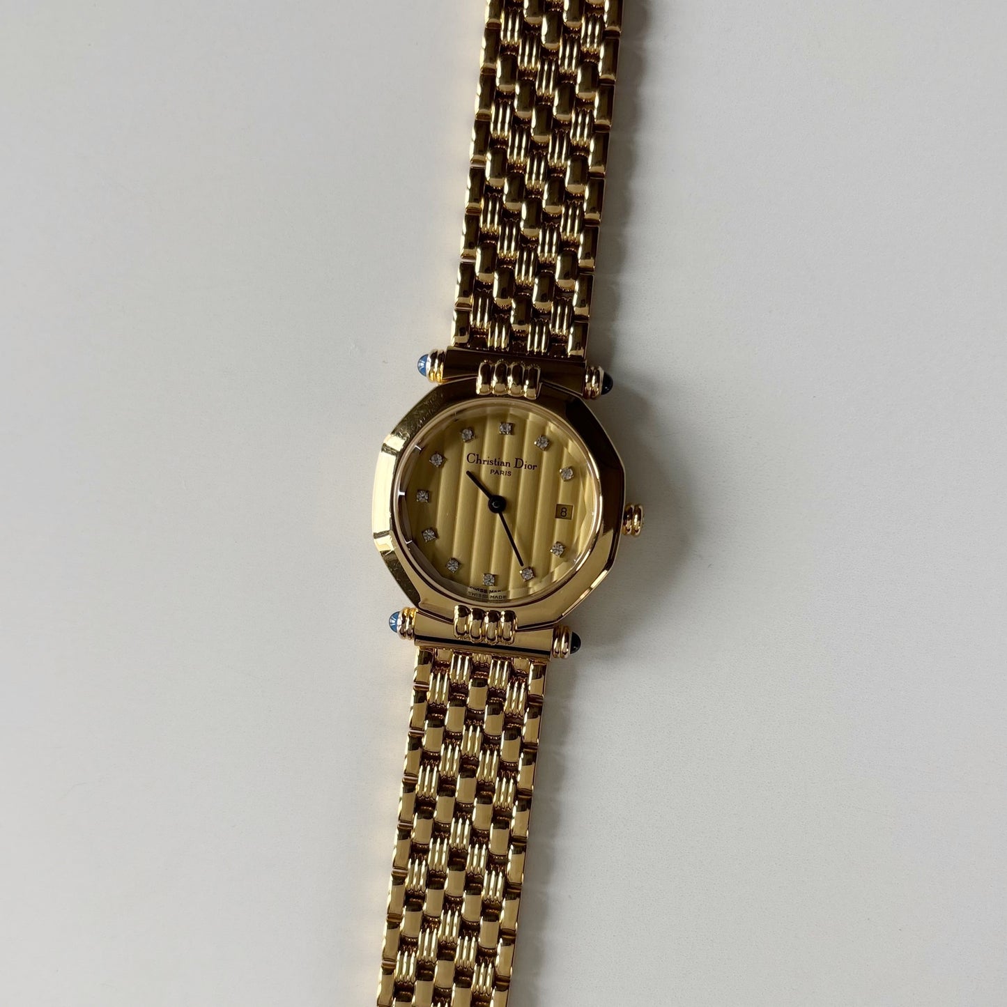 Dior 1990s Octagon Dial Gold Plated Watch