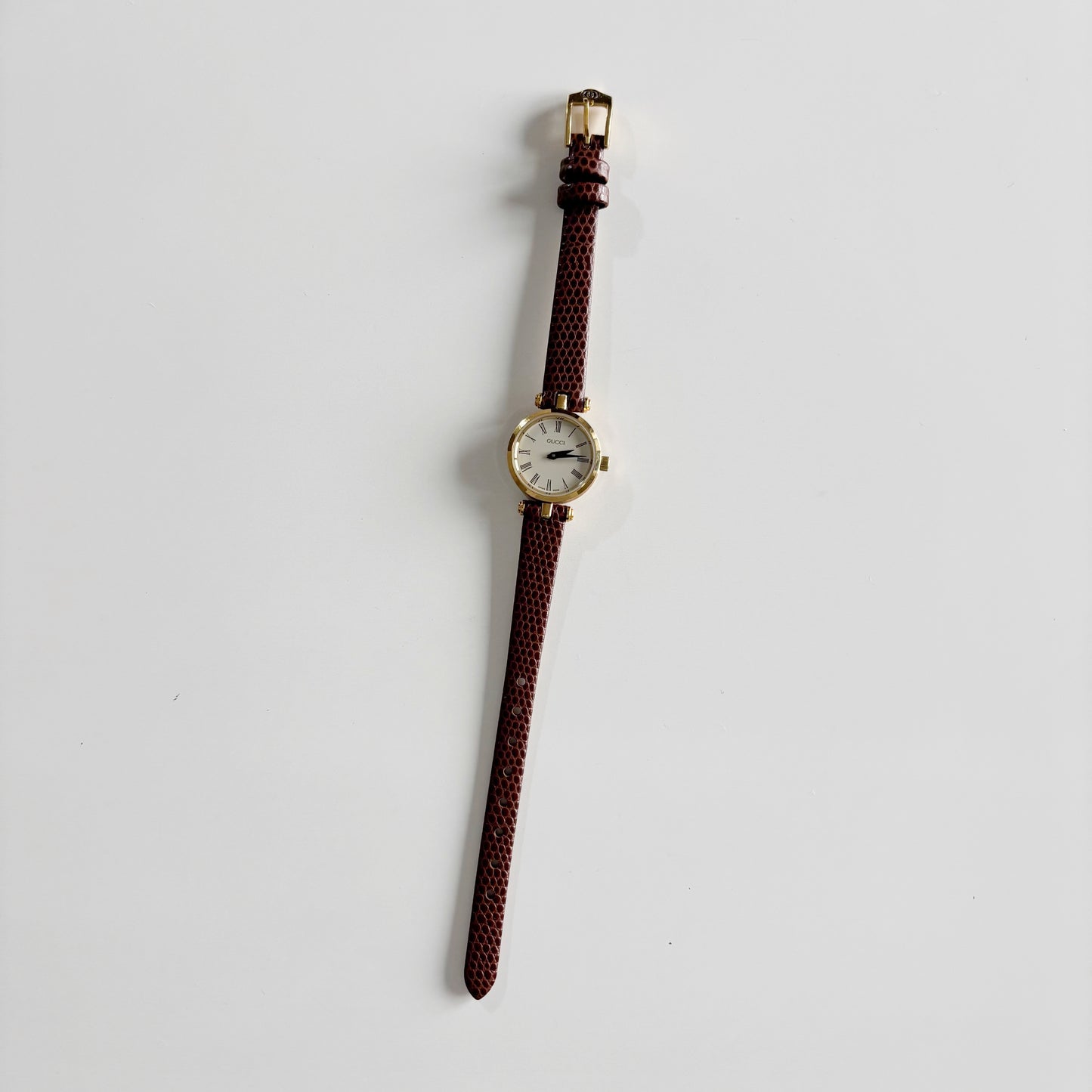 Gucci 1990s Round Dial Gold Plated Watch