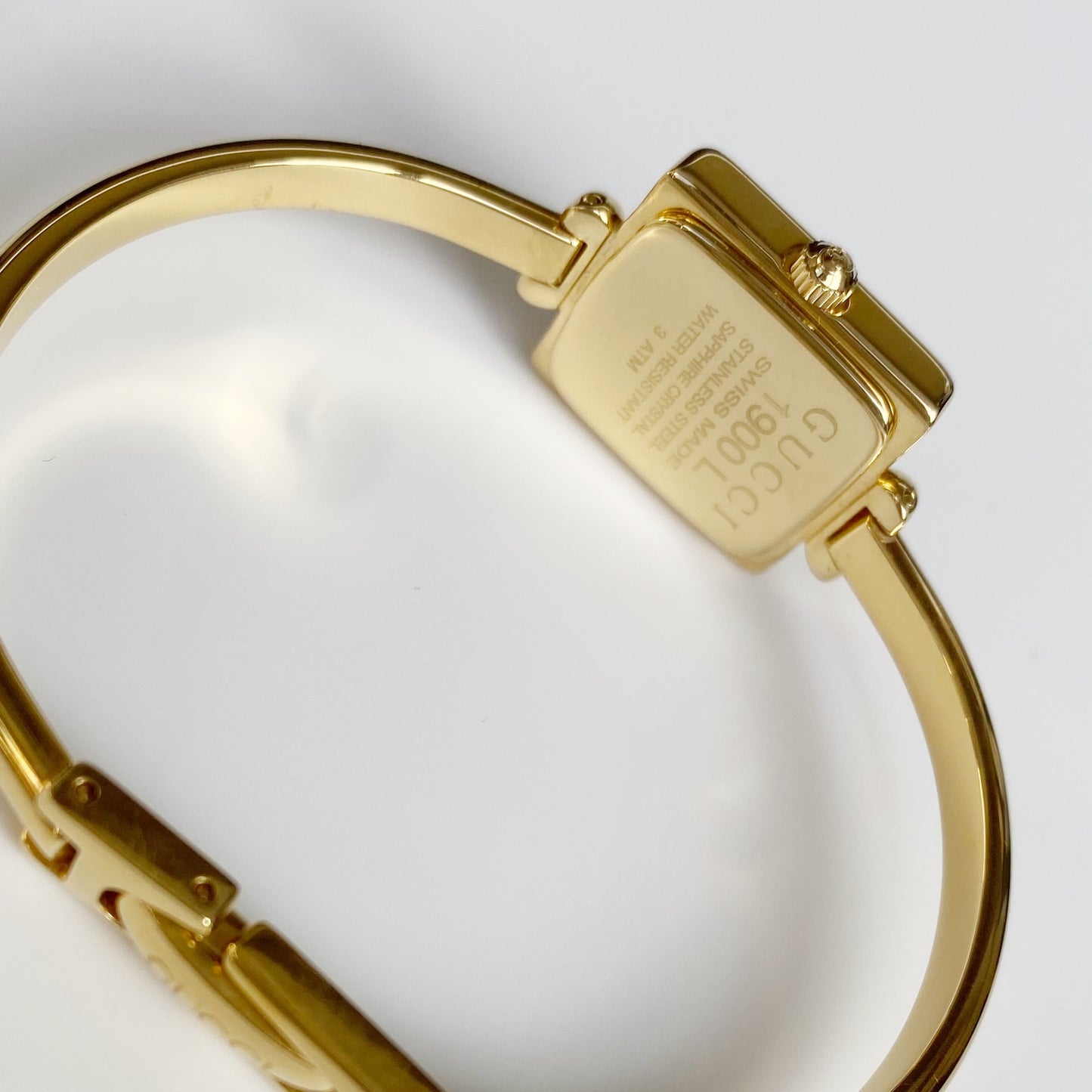 Gucci 1990s Square Dial Gold Plated Bangle Watch