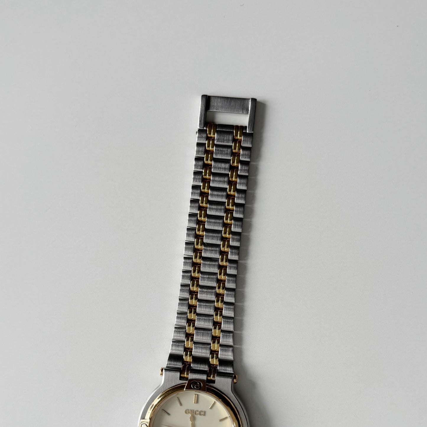 Gucci 1990s Date Round Dial Gold Plated Two Tone Watch (Large)
