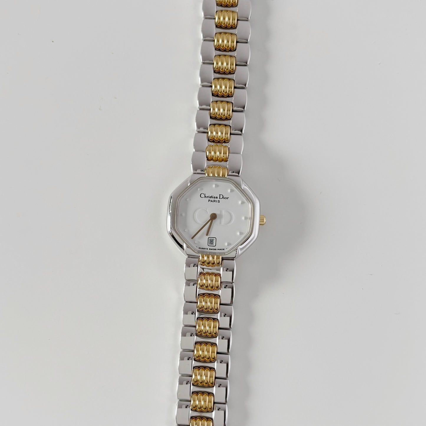 Dior 1990s Octagon Dial Date Two Tone Watch