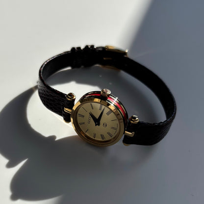Gucci 1990s Round Dial Gold Plated Watch