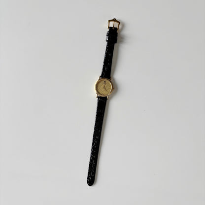 Celine 1990s Round Dial Gold Plated Watch