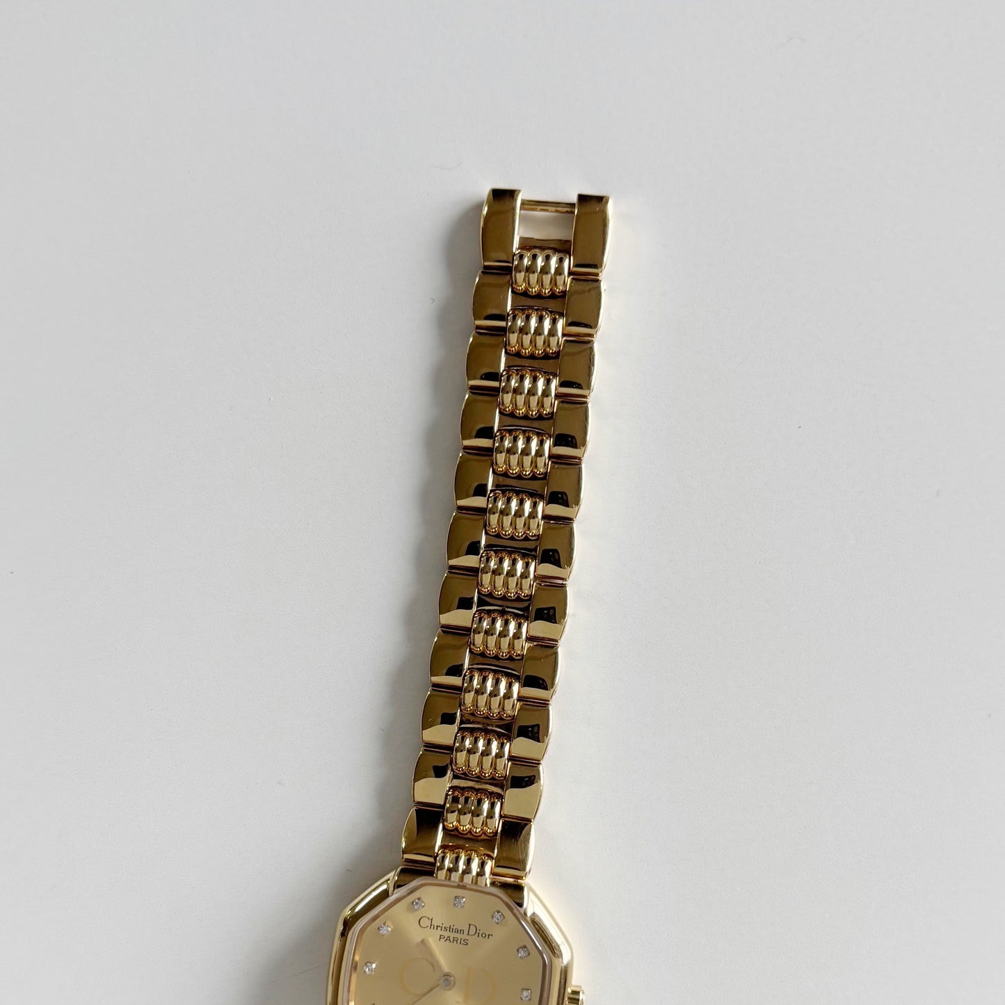 Dior 1990s Octagon Gold Dial Gold Plated Watch