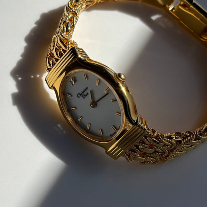 Dior 1990s Oval Dial Gold Plated Watch