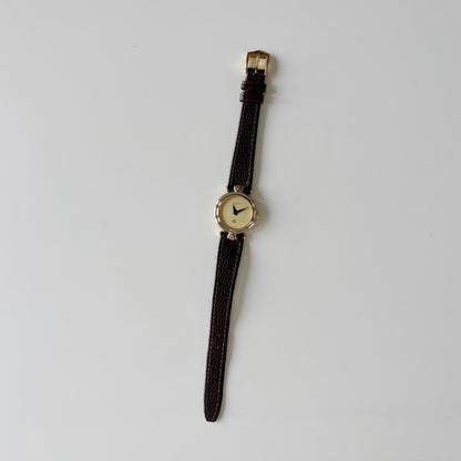 Gucci 1990s Gold Round Dial Two Tone Gold Plated Watch