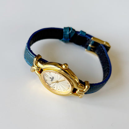 Fendi 1990s Interchangeable Strap Gold Plated Watch with 5 straps, case