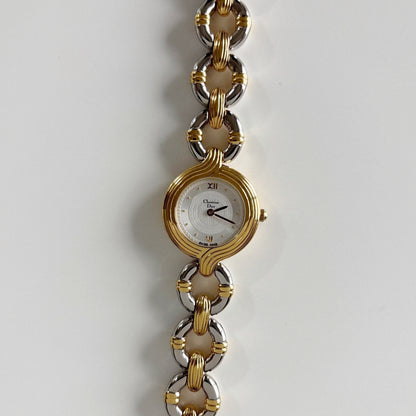 Dior 1990s Round Dial Two Tone Watch