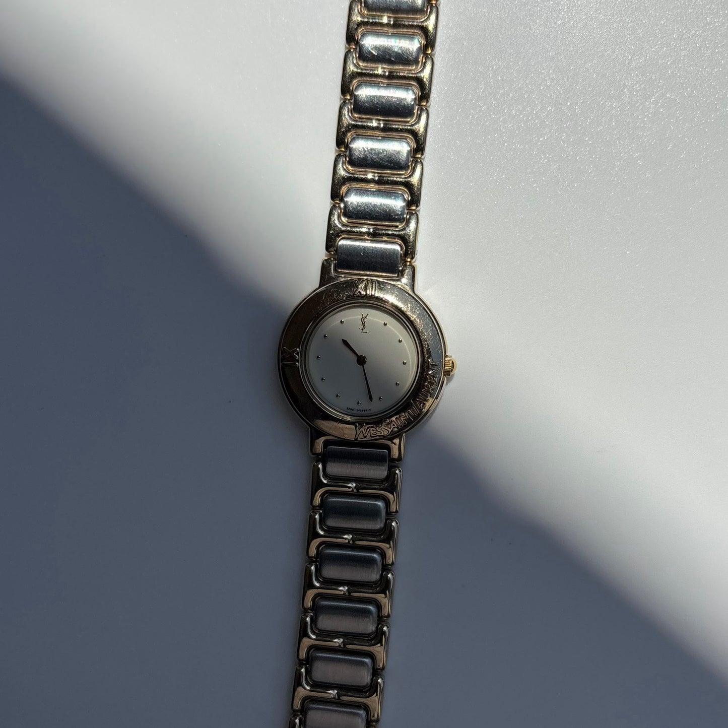 Yves Saint Laurent 1990s Round Dial Two Tone Watch