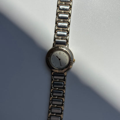 Yves Saint Laurent 1990s Round Dial Two Tone Watch