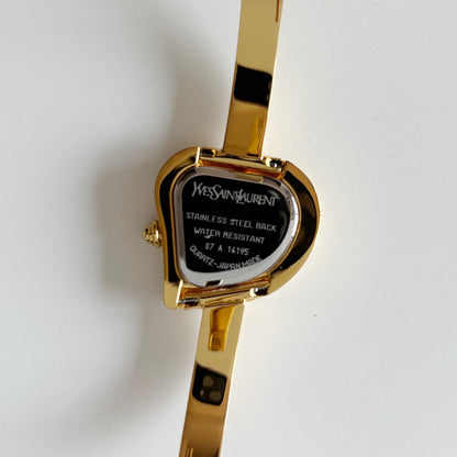 Yves Saint Laurent 1990s Heart Shaped Dial Gold Plated Watch