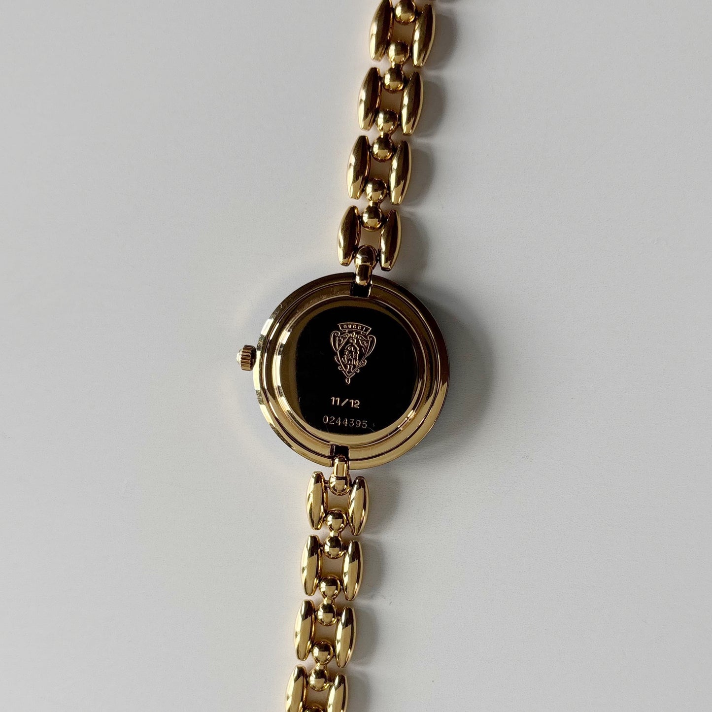 Gucci 1990s Interchangeable Bezel Gold Plated Rice Chain Watch with 6 bezels, case (170mm)