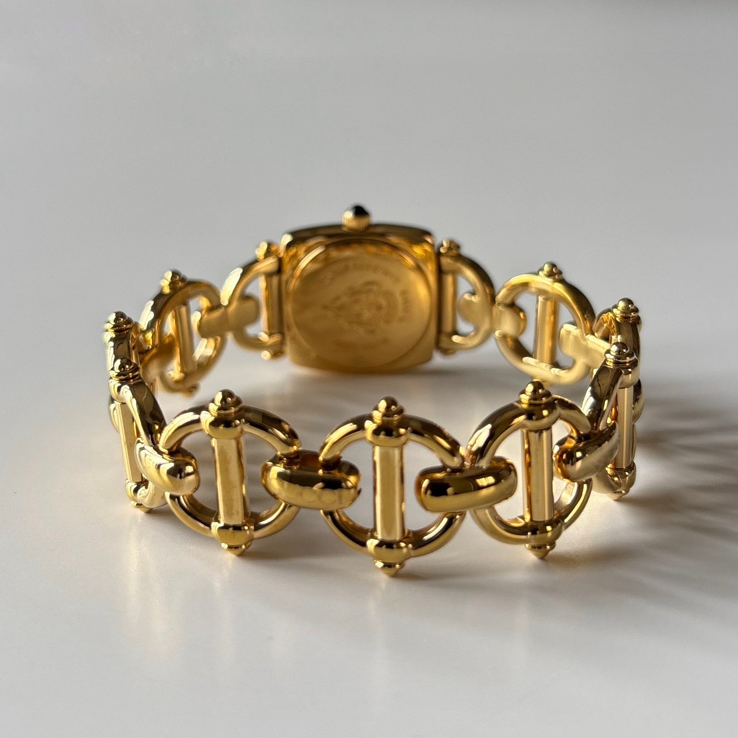 Gucci 1990s Seashell Dial Horsebit Gold Plated Watch