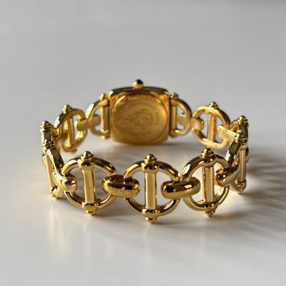 Gucci 1990s Seashell Dial Horsebit Gold Plated Watch