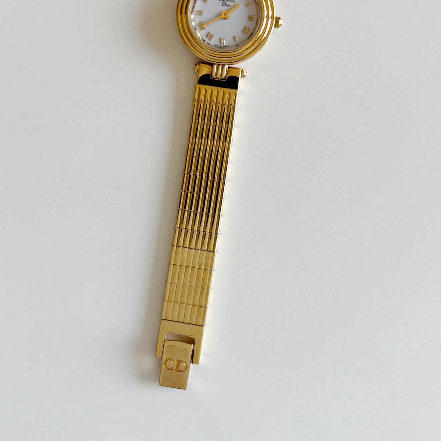 Dior 1990s Round Dial Gold Plated Watch