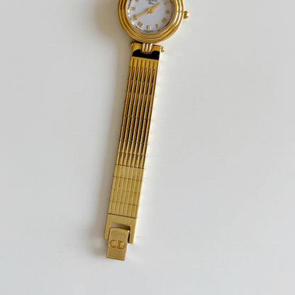 Dior 1990s Round Dial Gold Plated Watch